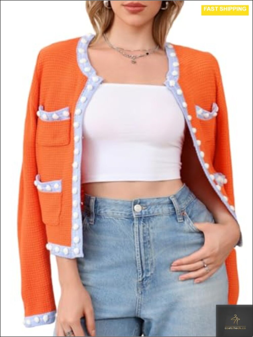Chunky Knit Cardigan Open Front Cropped Jackie O Sweater Jacket Fall